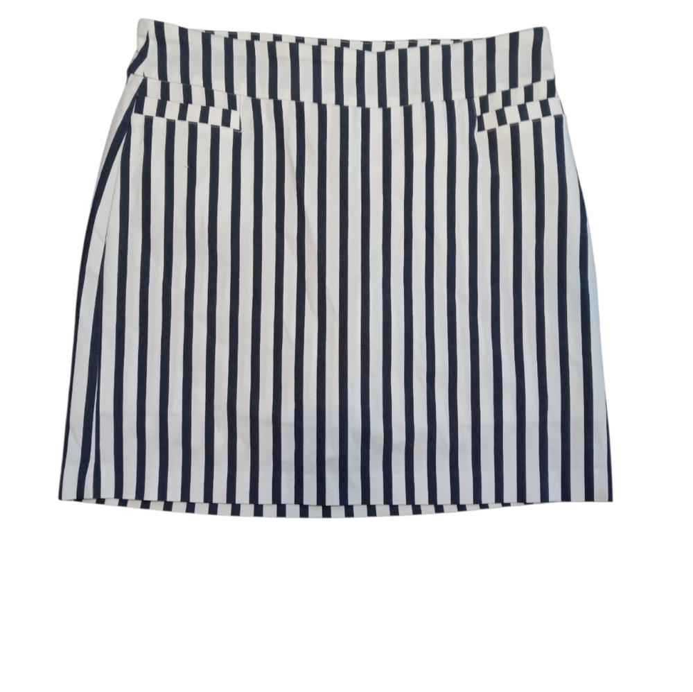 Kim Rogers Navy and White Striped Mini Skort Size 16